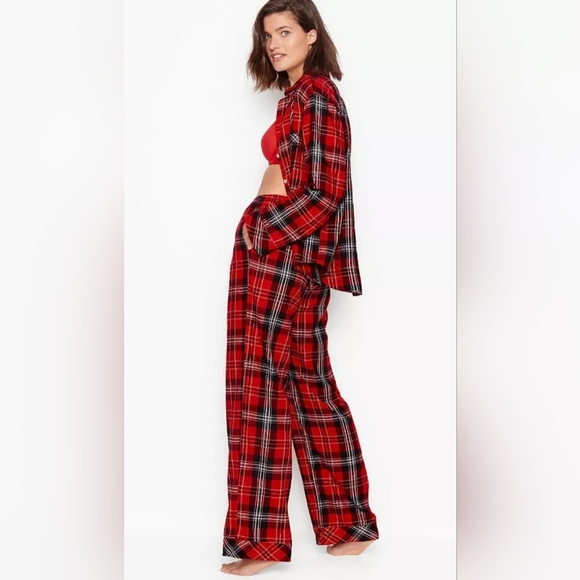 Victoria's Secret Other - Victorias Secret Sleep Dreamer Shimmer Flannel long sleeve plaid Pajamas size XL